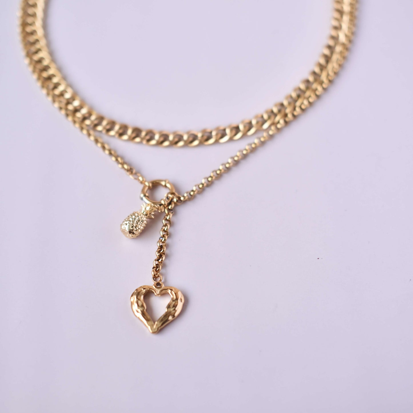 Personalized Necklace with Two Different Thickness Chains