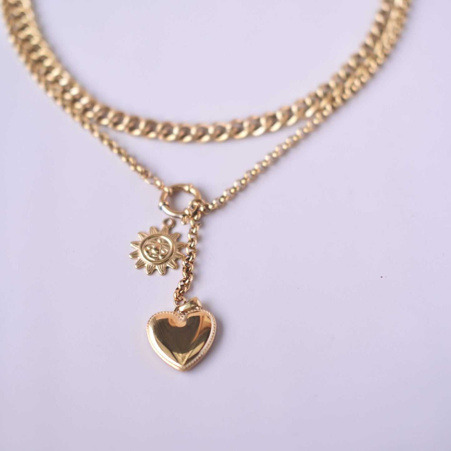 Personalized Necklace with Two Different Thickness Chains