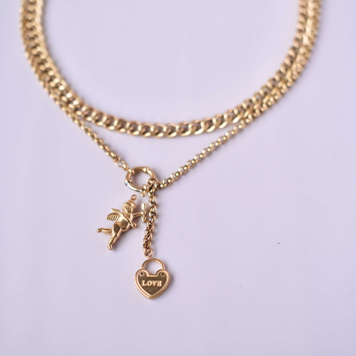 Personalized Necklace with Two Different Thickness Chains