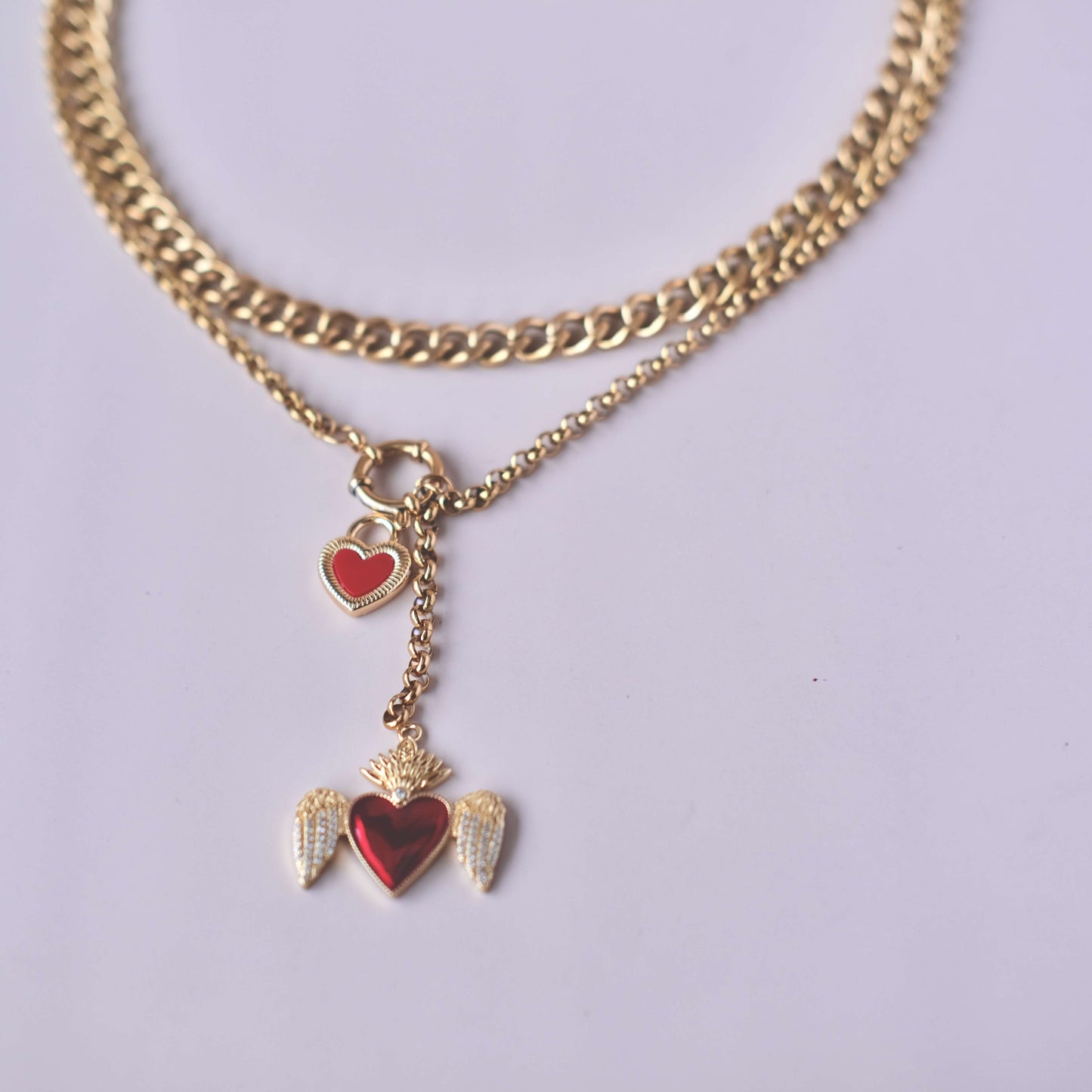 Personalized Necklace with Two Different Thickness Chains