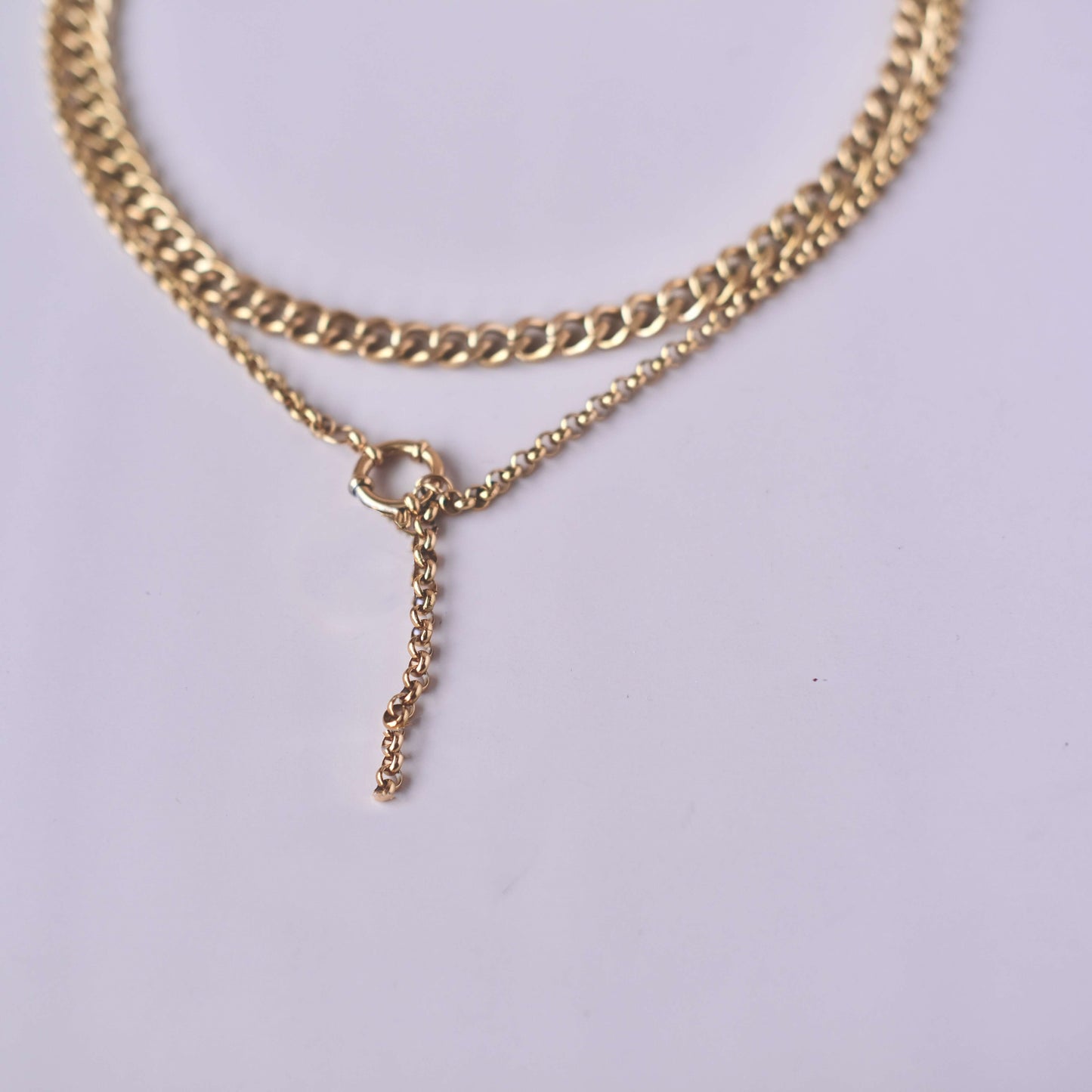 Personalized Necklace with Two Different Thickness Chains