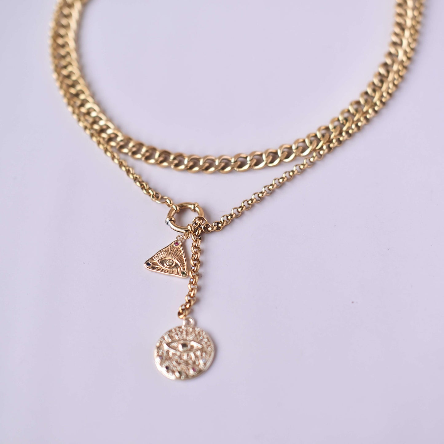 Personalized Necklace with Two Different Thickness Chains