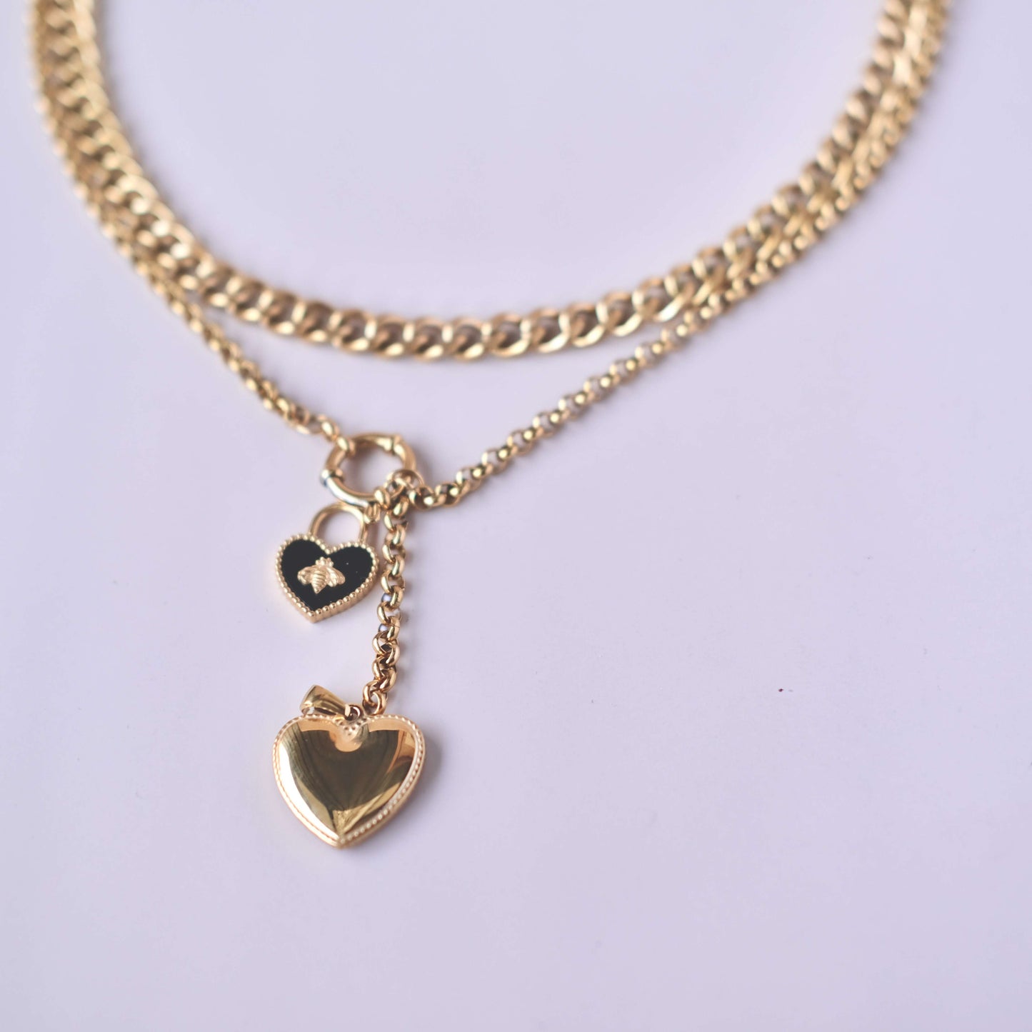 Personalized Necklace with Two Different Thickness Chains