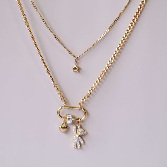 Collar personalizado Mini Charm Double Chain Gargantilla 