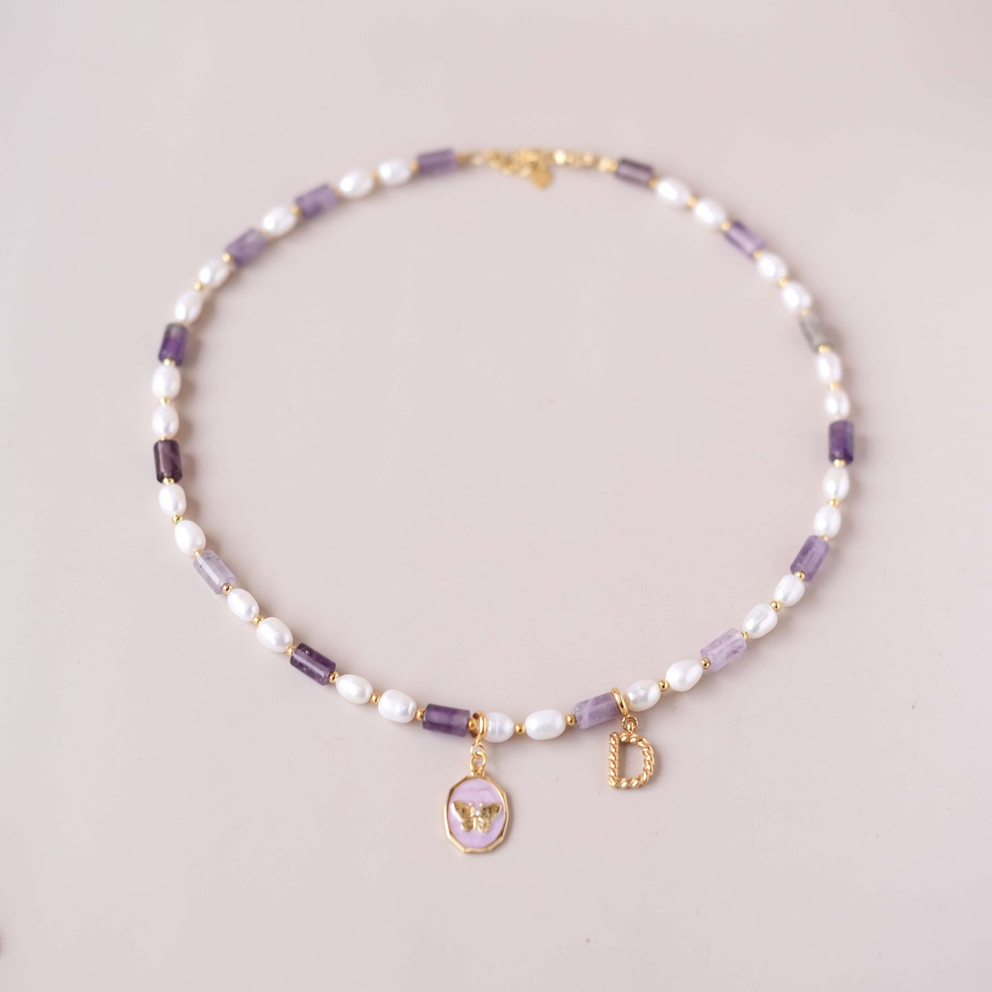 Pearl necklace with personalized Initial