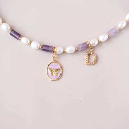 Pearl necklace with personalized Initial