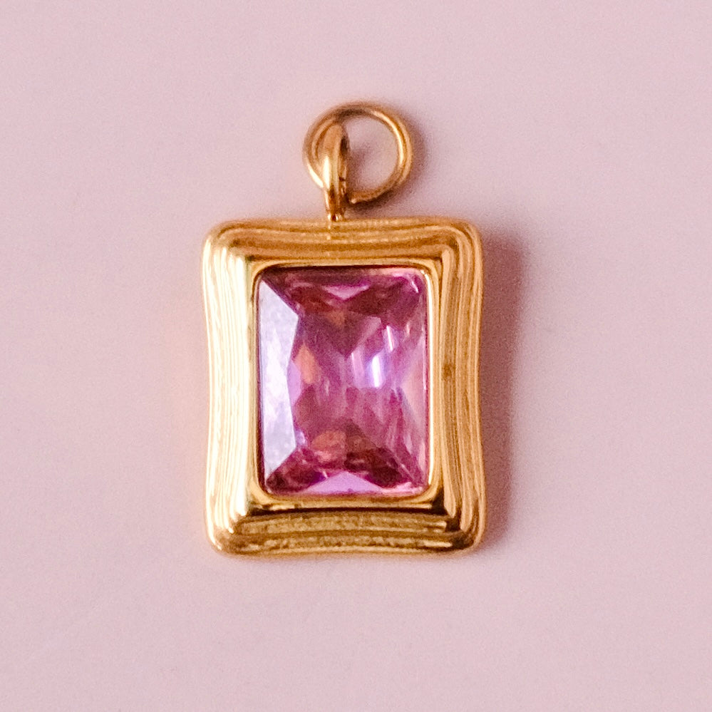 Zircon Square Charm Pendant