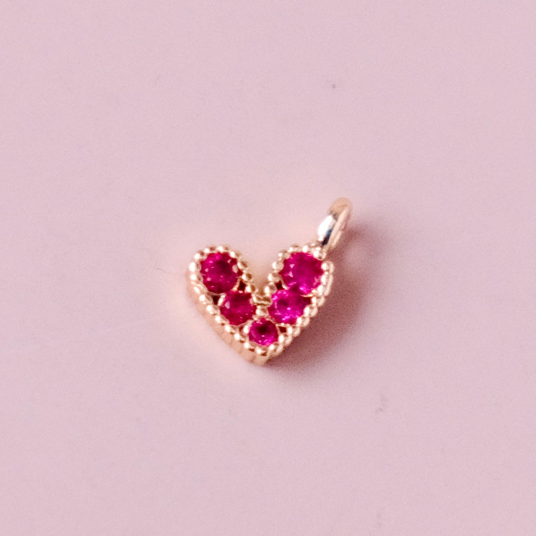 Red Zircon heart Charm(5.2mm)