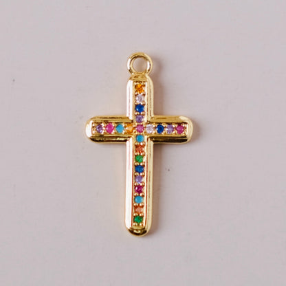 Cross with colorful Zircon charms pendant 2