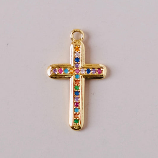 Cross with colorful Zircon charms pendant 2