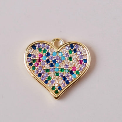 Color Zircon Heart charms pendant