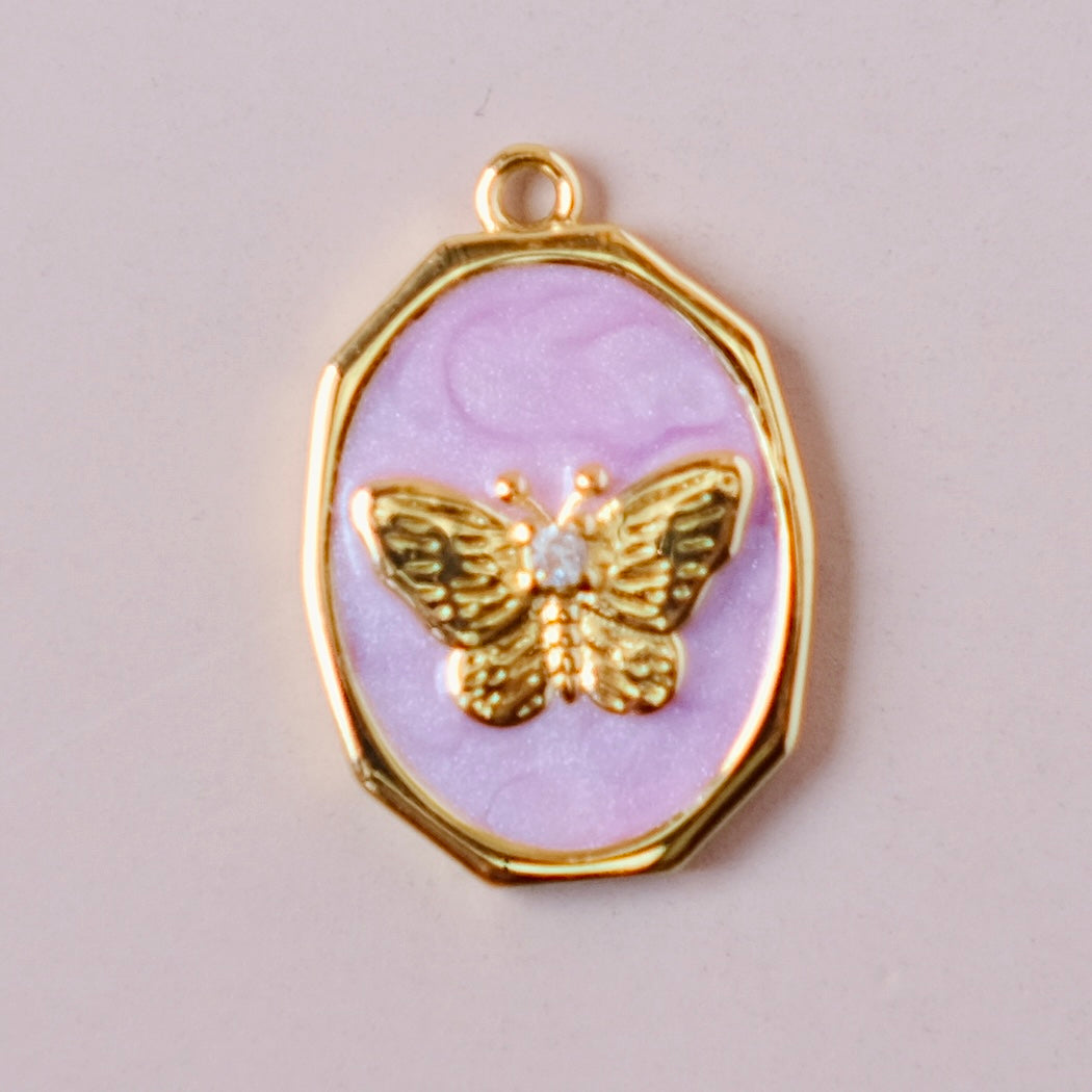 Purple Butterfly bar charms pendant