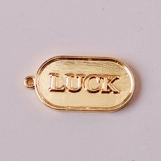 LUCK oval Bar charms pendant