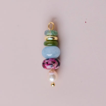 stone and mini pearl charms pendant