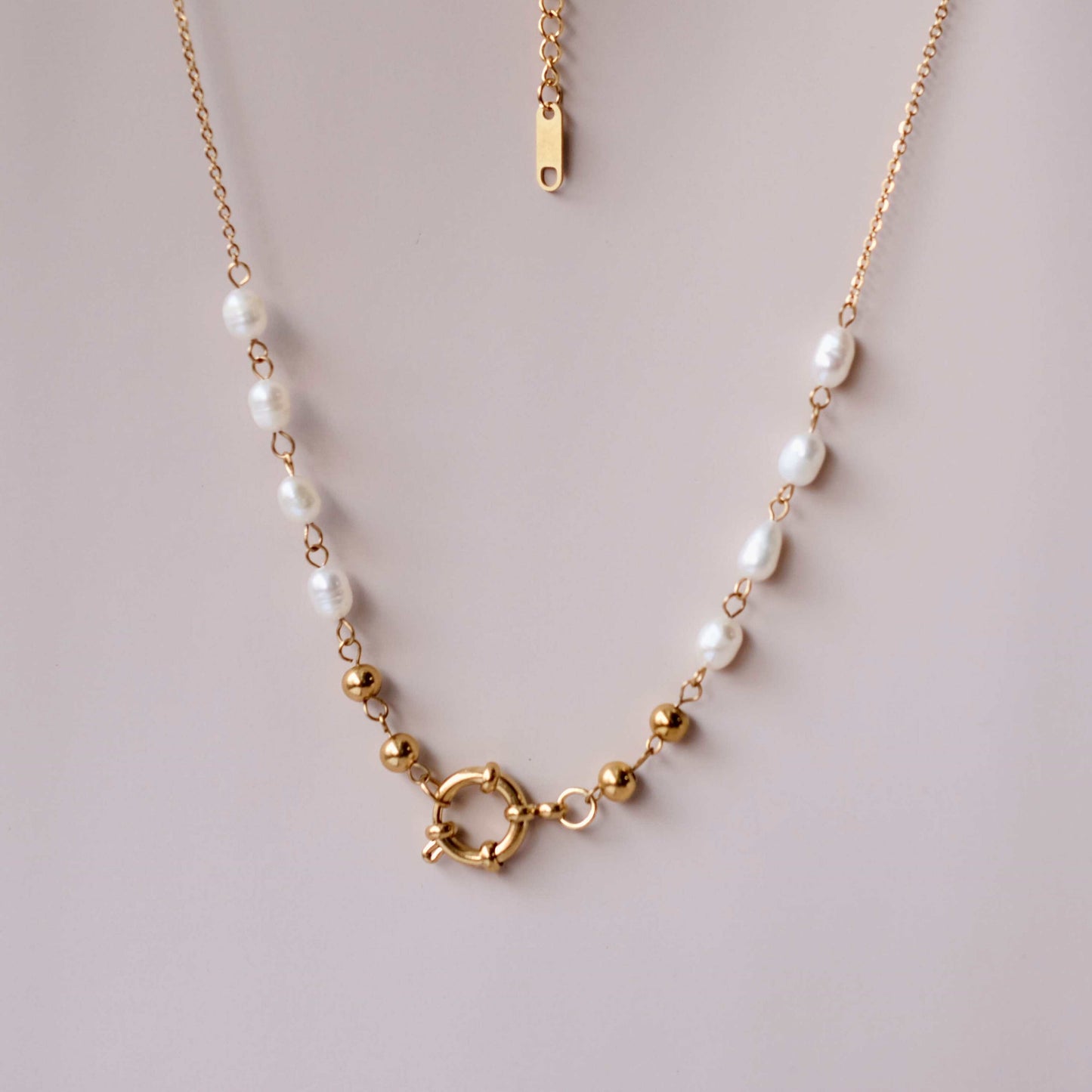 ONLY Basic Pearls and Gold Bead Chain Basic Personalized Charm Necklace