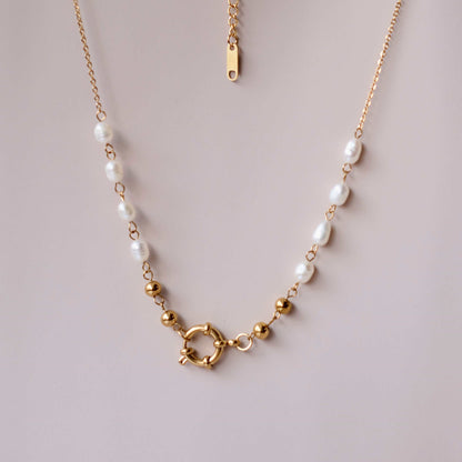 ONLY Basic Pearls and Gold Bead Chain Basic Personalized Charm Necklace