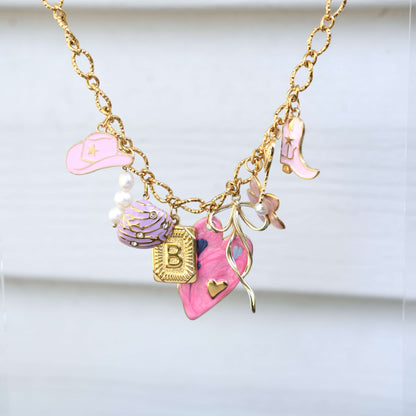 Personalized pink heart Necklace-customization