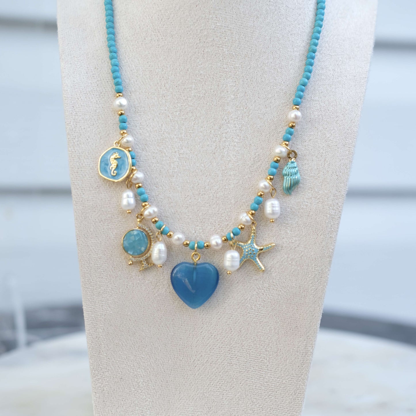 Personalized Blue ocean pearl Necklace-customization