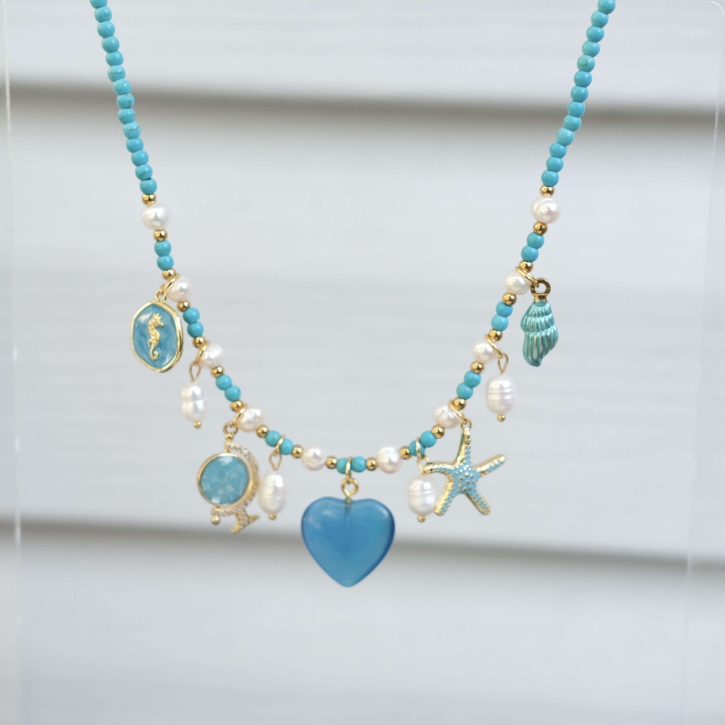 Personalized Blue ocean pearl Necklace-customization