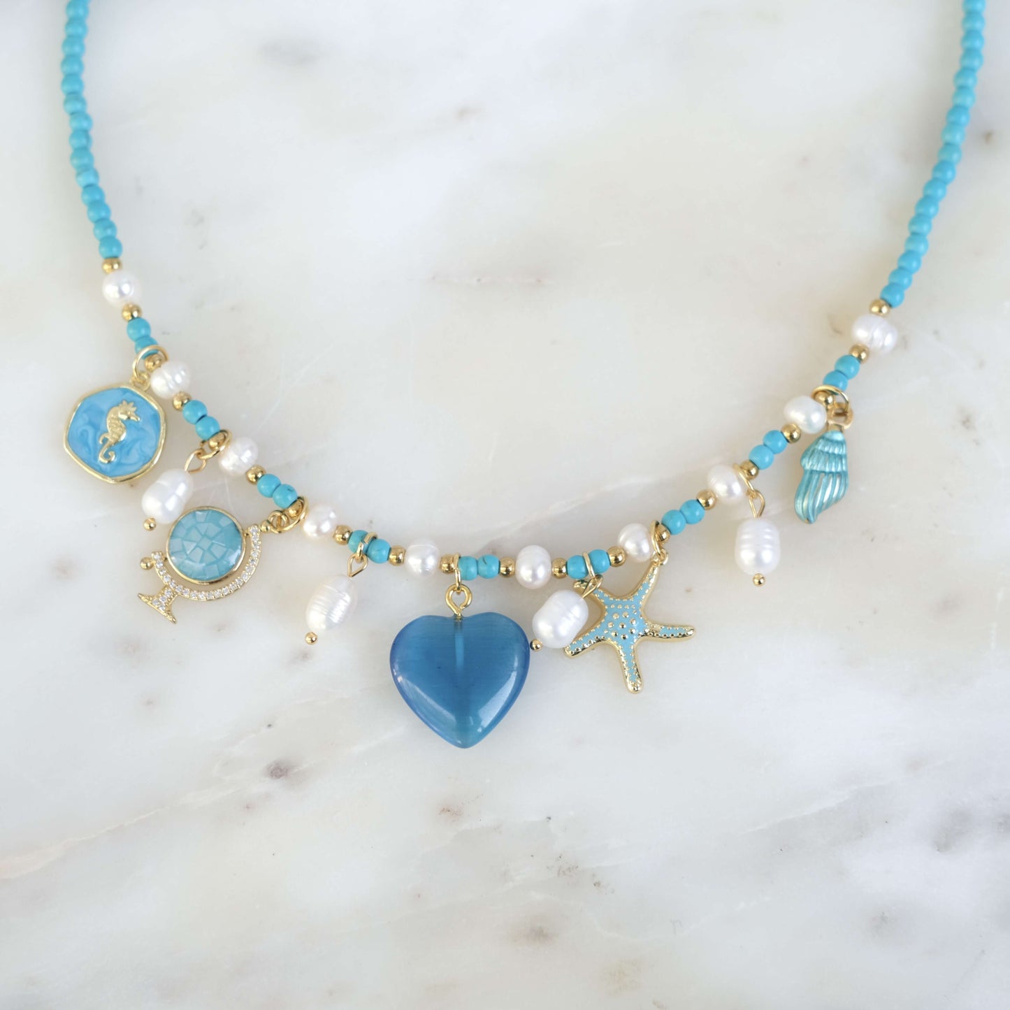 Personalized Blue ocean pearl Necklace-customization