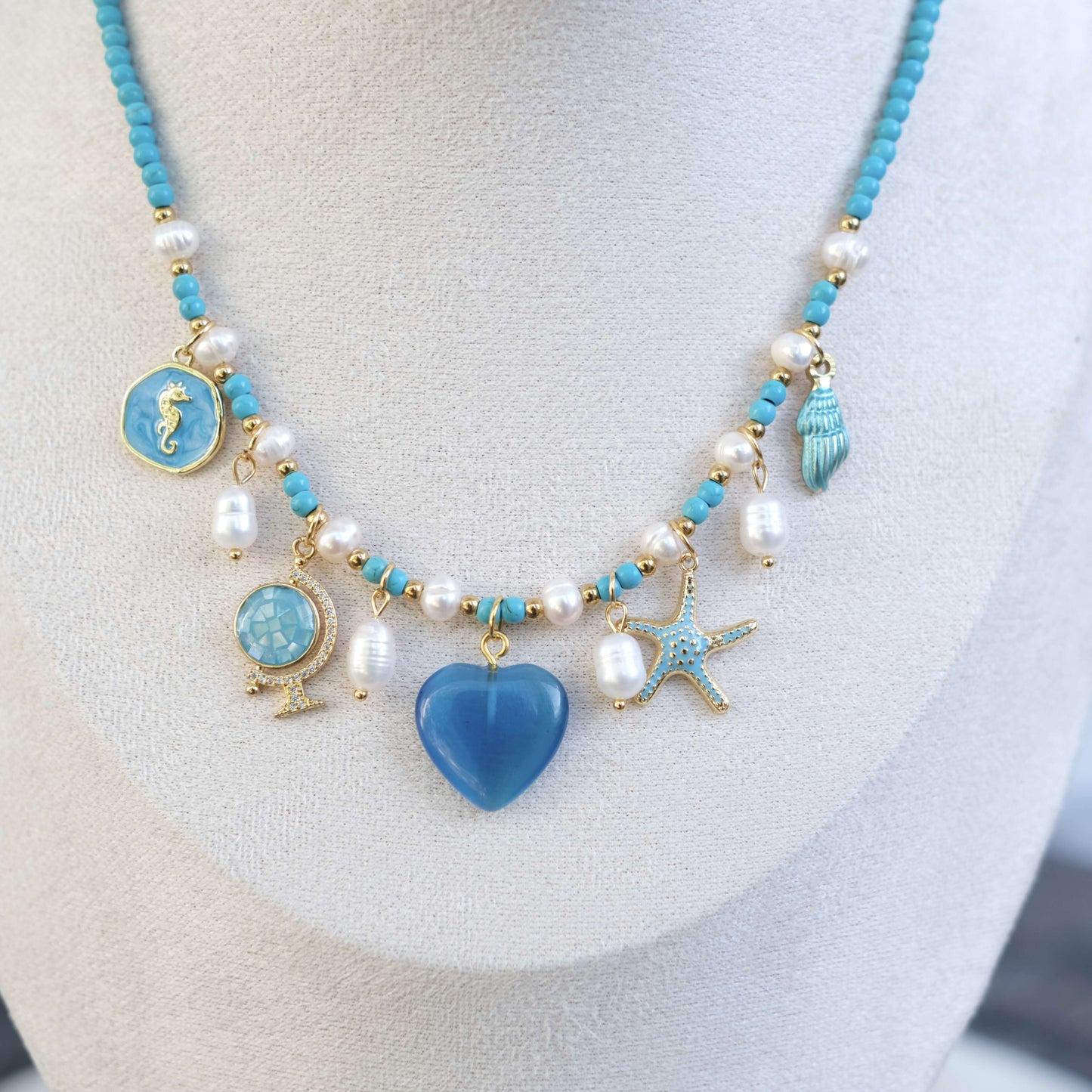 Personalized Blue ocean pearl Necklace-customization