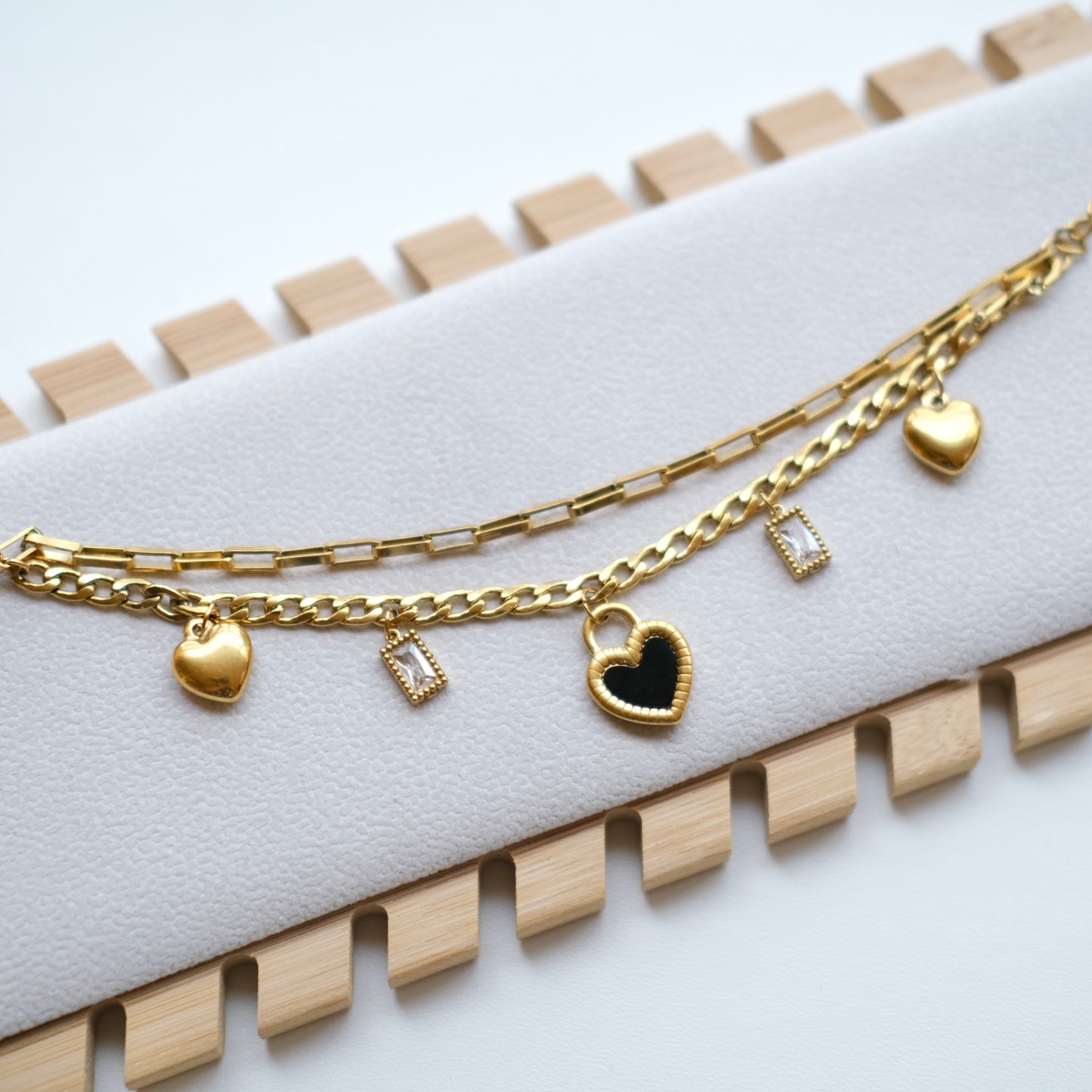 Personalized Gold Heart and Charm Multi-Layer Necklace -customization