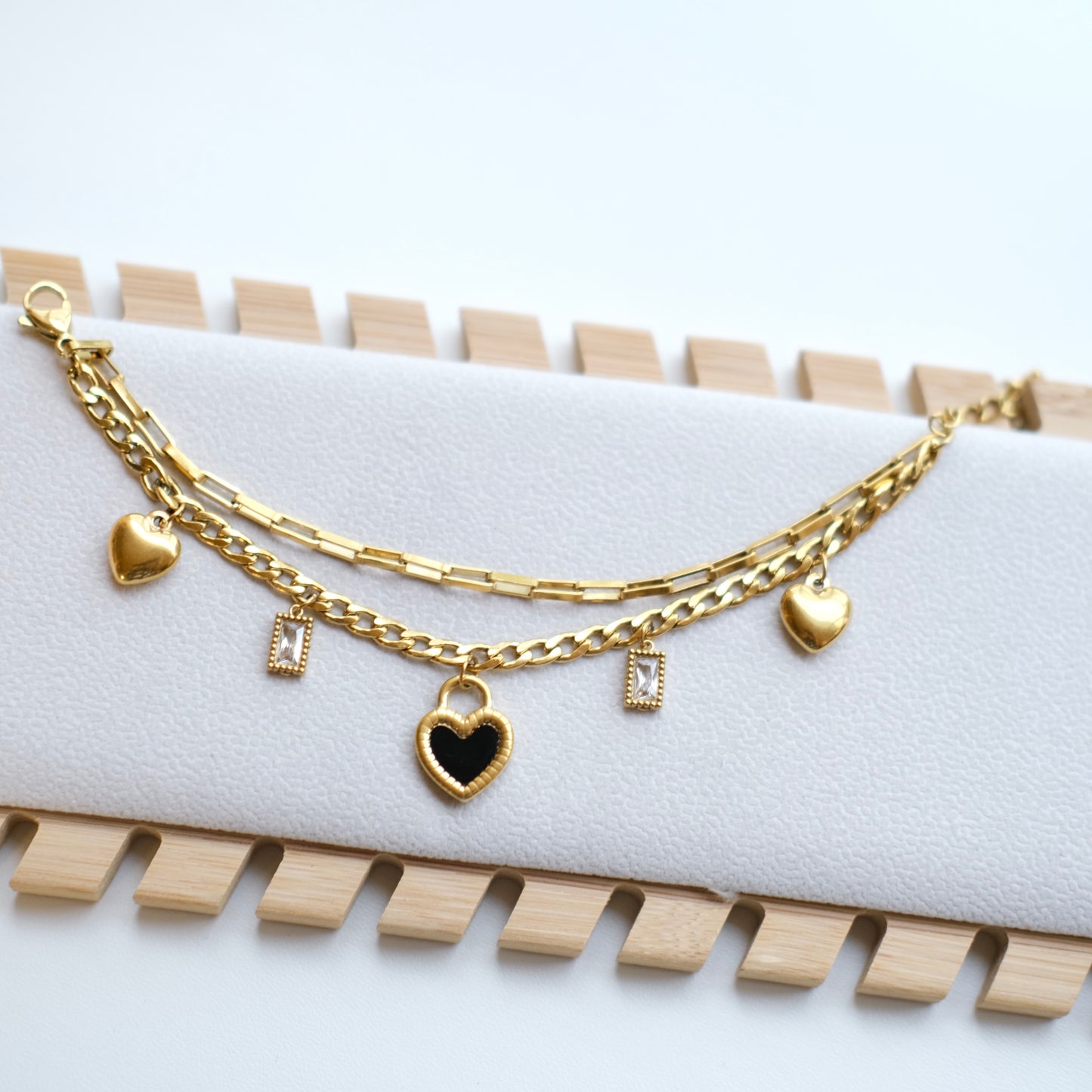 Personalized Gold Heart and Charm Multi-Layer Necklace -customization