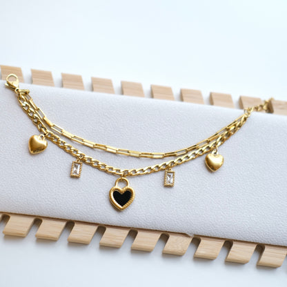 Personalized Gold Heart and Charm Multi-Layer Necklace -customization