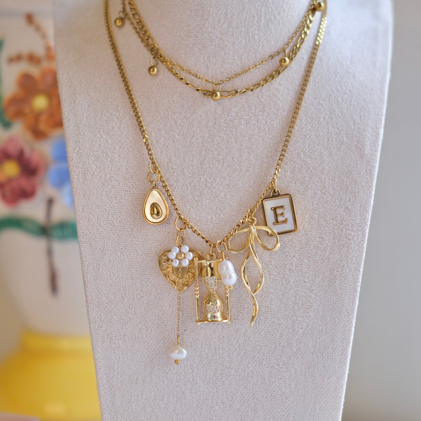 Personalized Hourglass Triple layer Necklace-customization