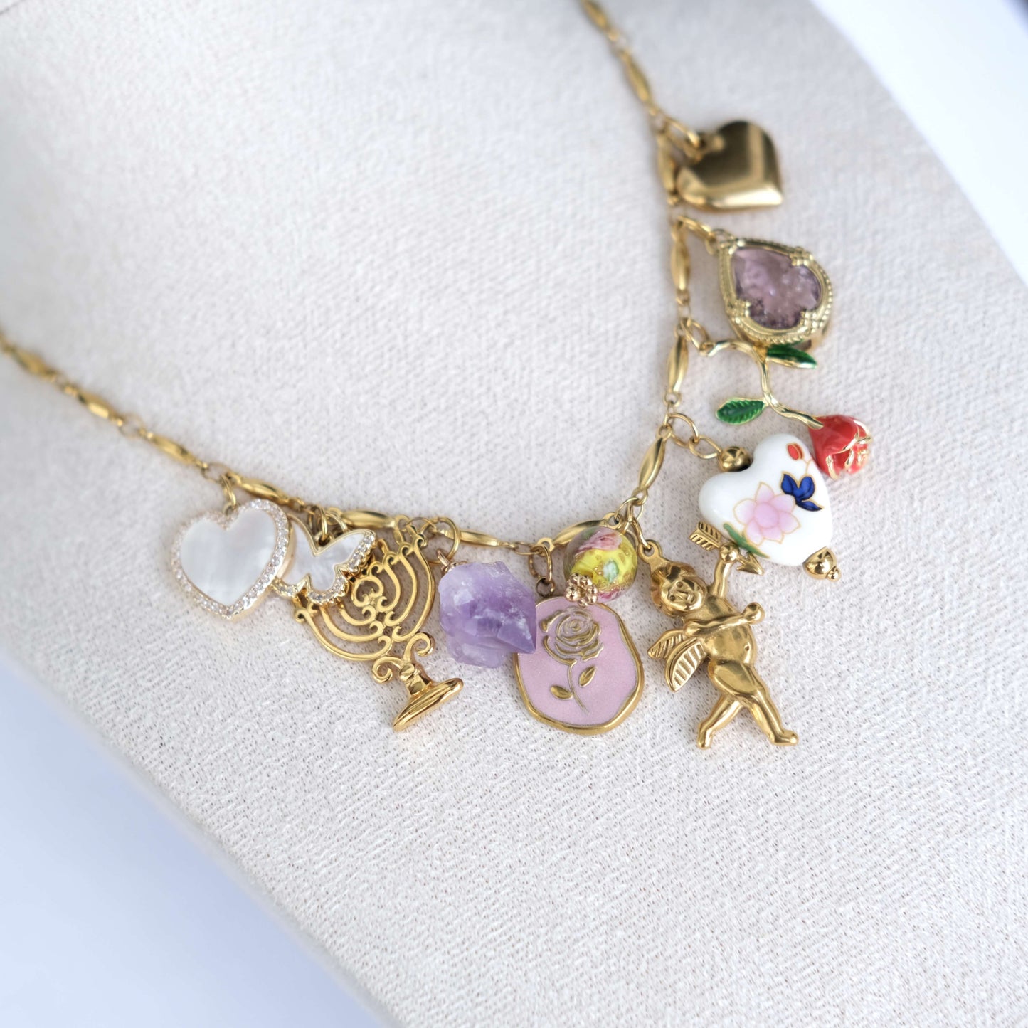 Personalized Angel chin heart Vintage Charm Necklace-customization