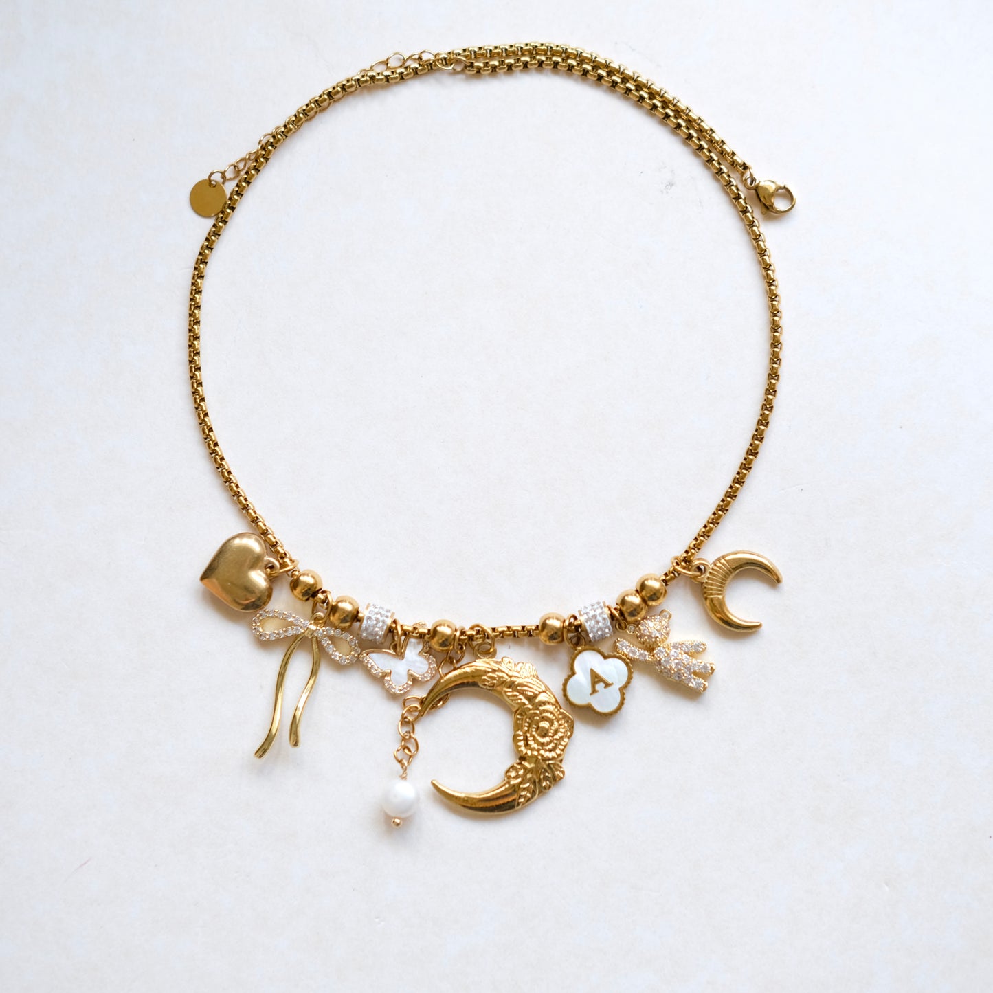 Personalized Shiny Spacer with Charms Necklace-customization