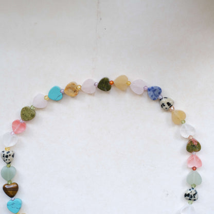 colorful heart stone with clasp pendant necklace-customization