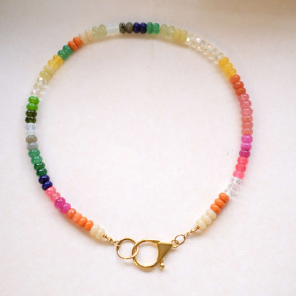 Rainbow glass beads with pendant clasp necklace-customization