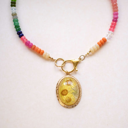 Rainbow glass beads with pendant clasp necklace-customization