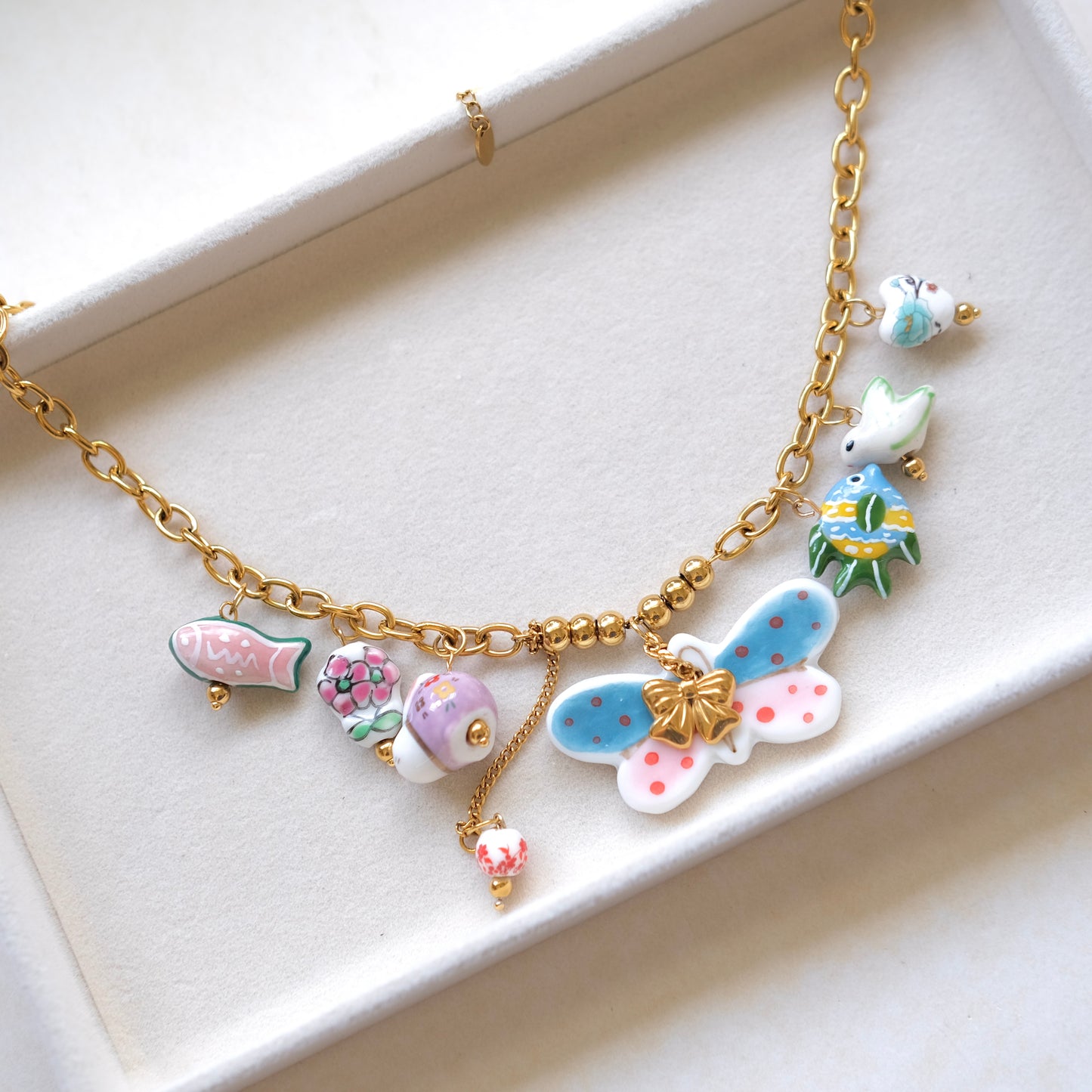 Ceramics butterfly unique necklace-customization