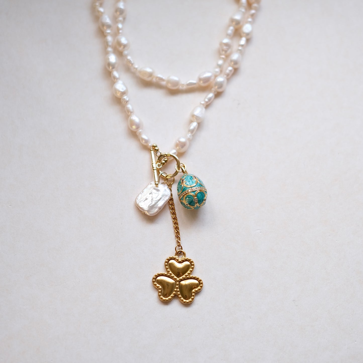 Pearl with dragon fly Charm long pearl Necklace