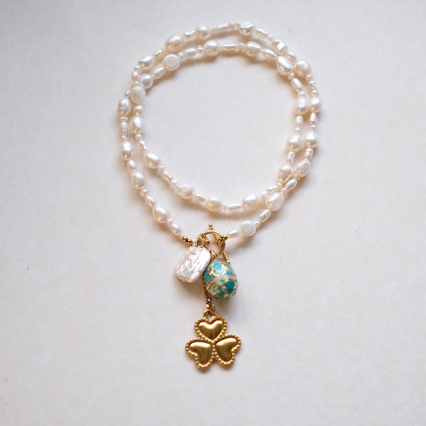 Pearl with dragon fly Charm long pearl Necklace