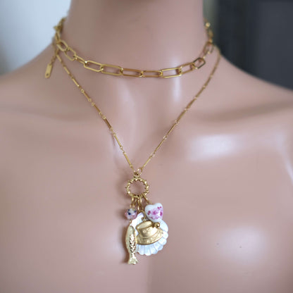 Tea Party fish Charm Necklace