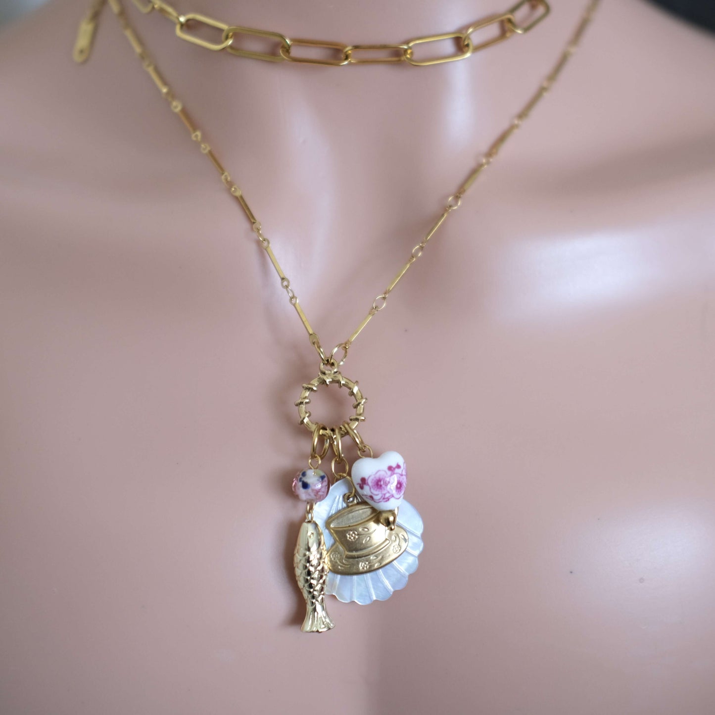 Tea Party fish Charm Necklace