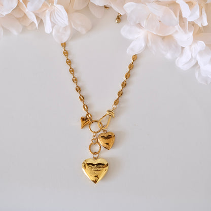 PRE-MADE Stacked Heart Charm Necklace – Romantic & Elegant Design