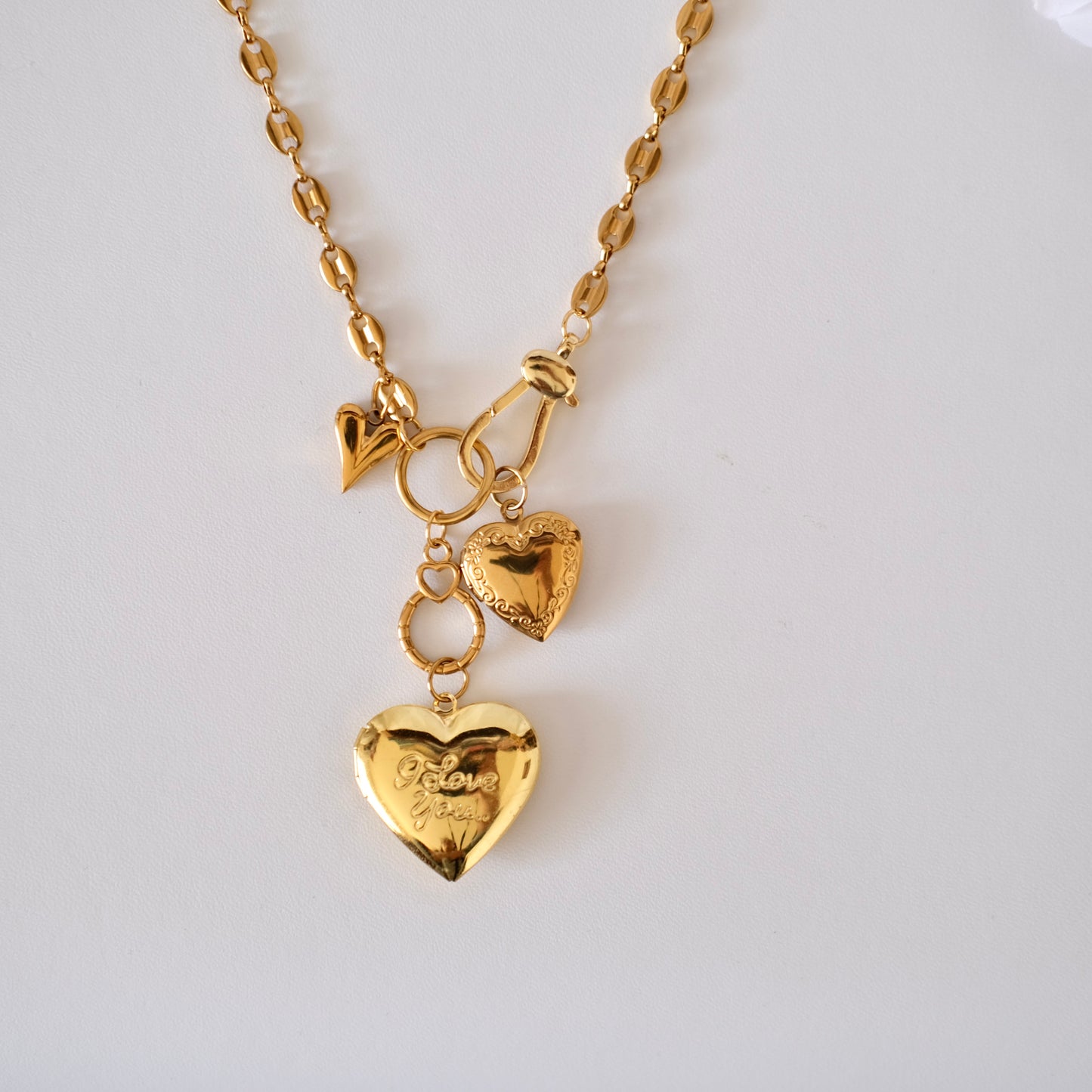 PRE-MADE Stacked Heart Charm Necklace – Romantic & Elegant Design