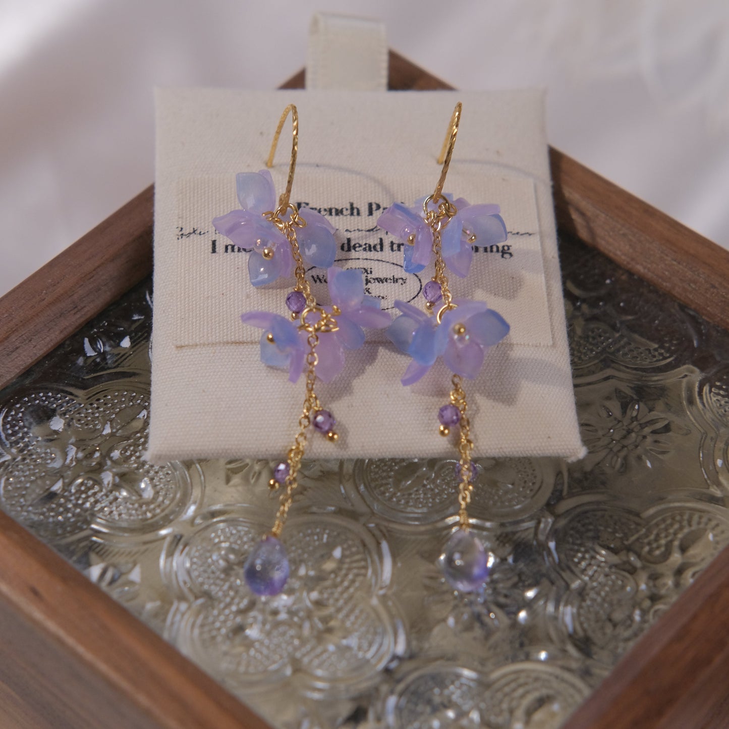 handmade resin flower and purle with pearl silver hook earring fashion woman