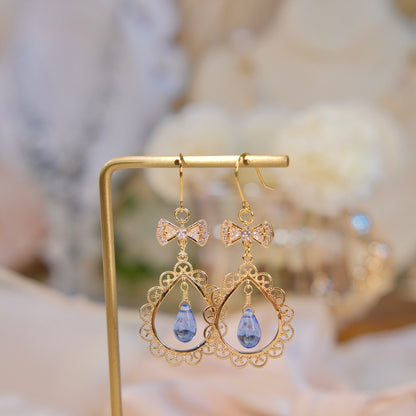 Blue waterdrop glass beads earring fashion woman jewelry