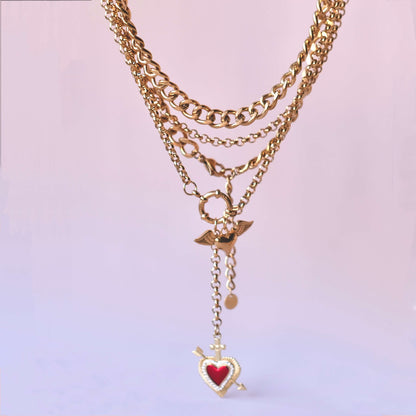 Personalized Necklace with Two Different Thickness Chains