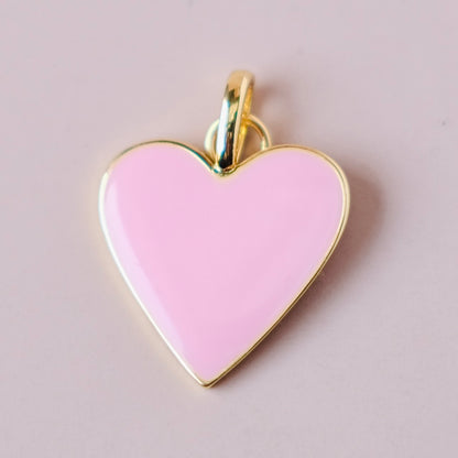 BIG pink Heart charms pendant