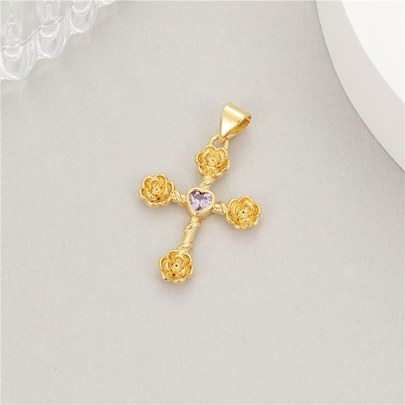 Cross with colorful Zircon charms pendant