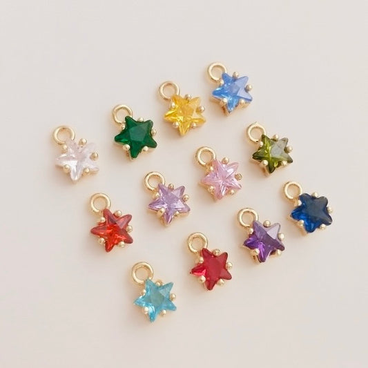 mini star birthstone zircon charm (size 6mm)