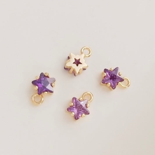 mini star birthstone zircon charm (size 6mm)