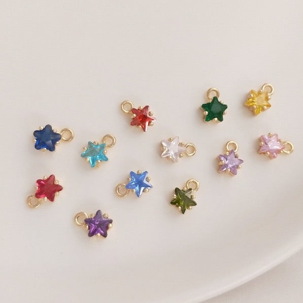 mini star birthstone zircon charm (size 6mm)