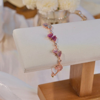 handmade fluorite beads rainbowl butterfly bracelet fashion jewelry woman